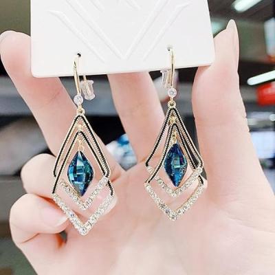 Fashion Rhombus Sapphire Earrings