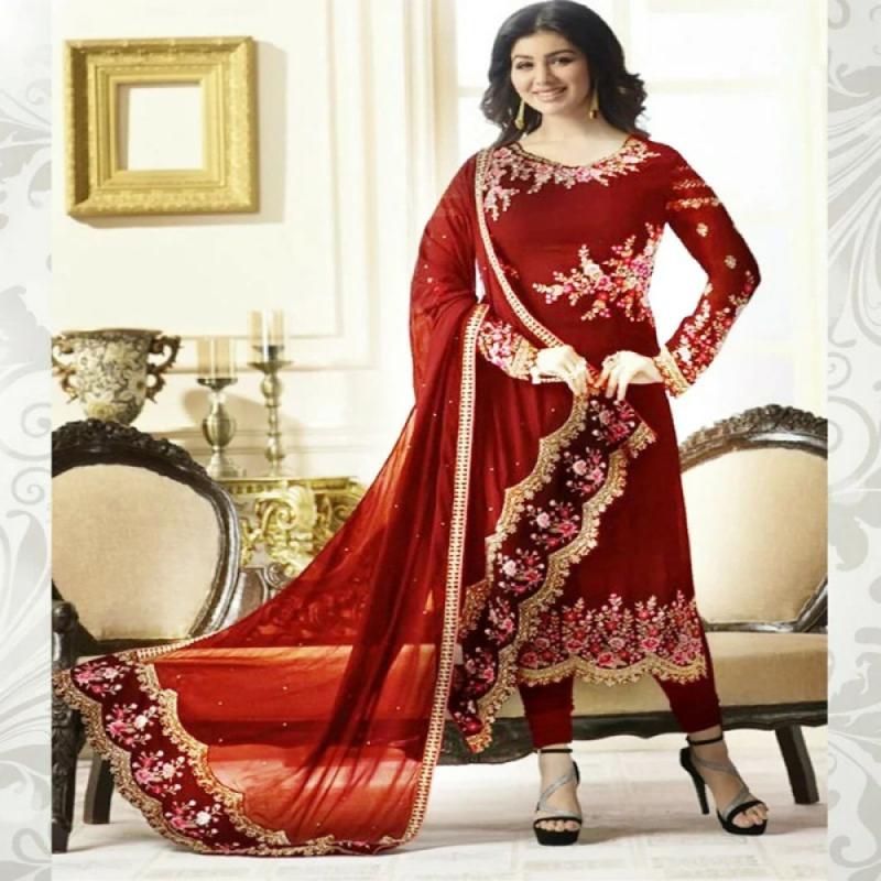 Georgette Straight Salwar Kameez Embroidered Ladies Suits