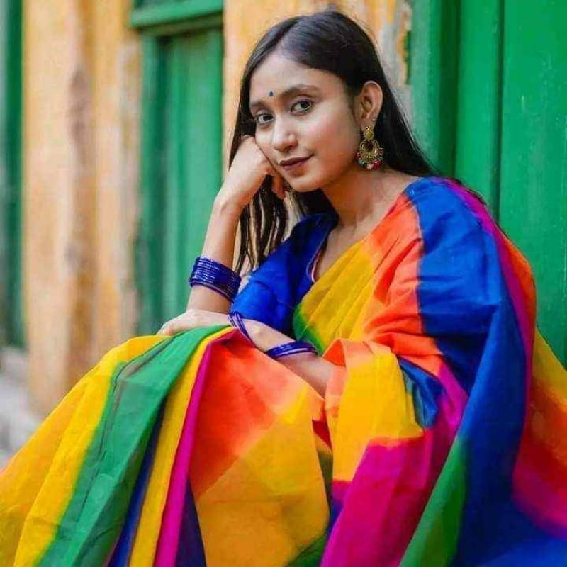 রেইনবো কালার শাড়ি